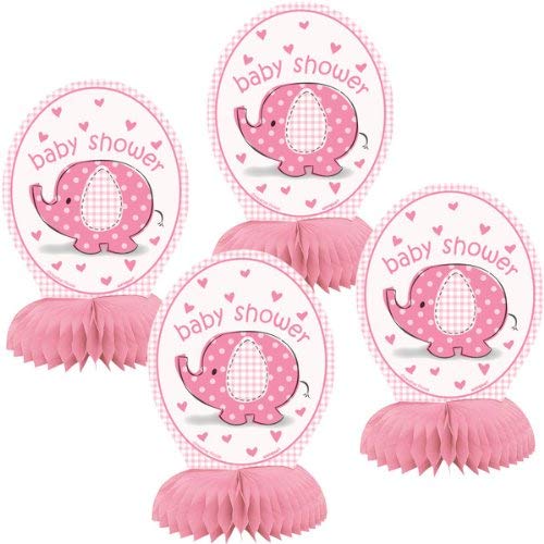 Unique 6" Mini Pink Elephant Girl Baby Shower Centerpiece Decorations, 4ct