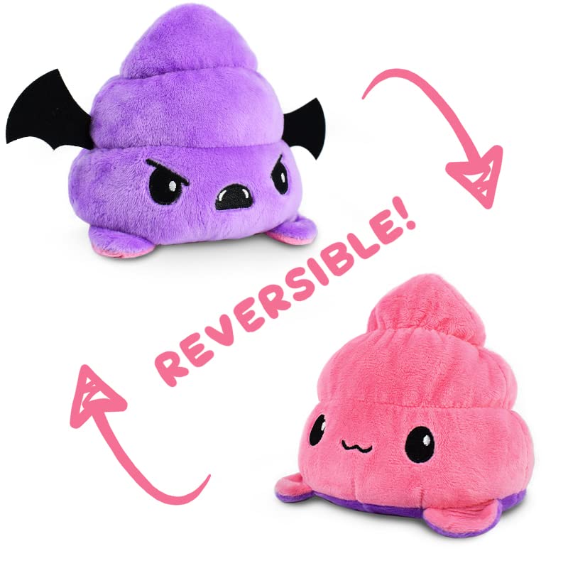 TeeTurtle - The Original Reversible Spooky Dookie Plushie - Pink + Purple - Cute Sensory Fidget Stuffed Animals That Show Your Mood - Perfect