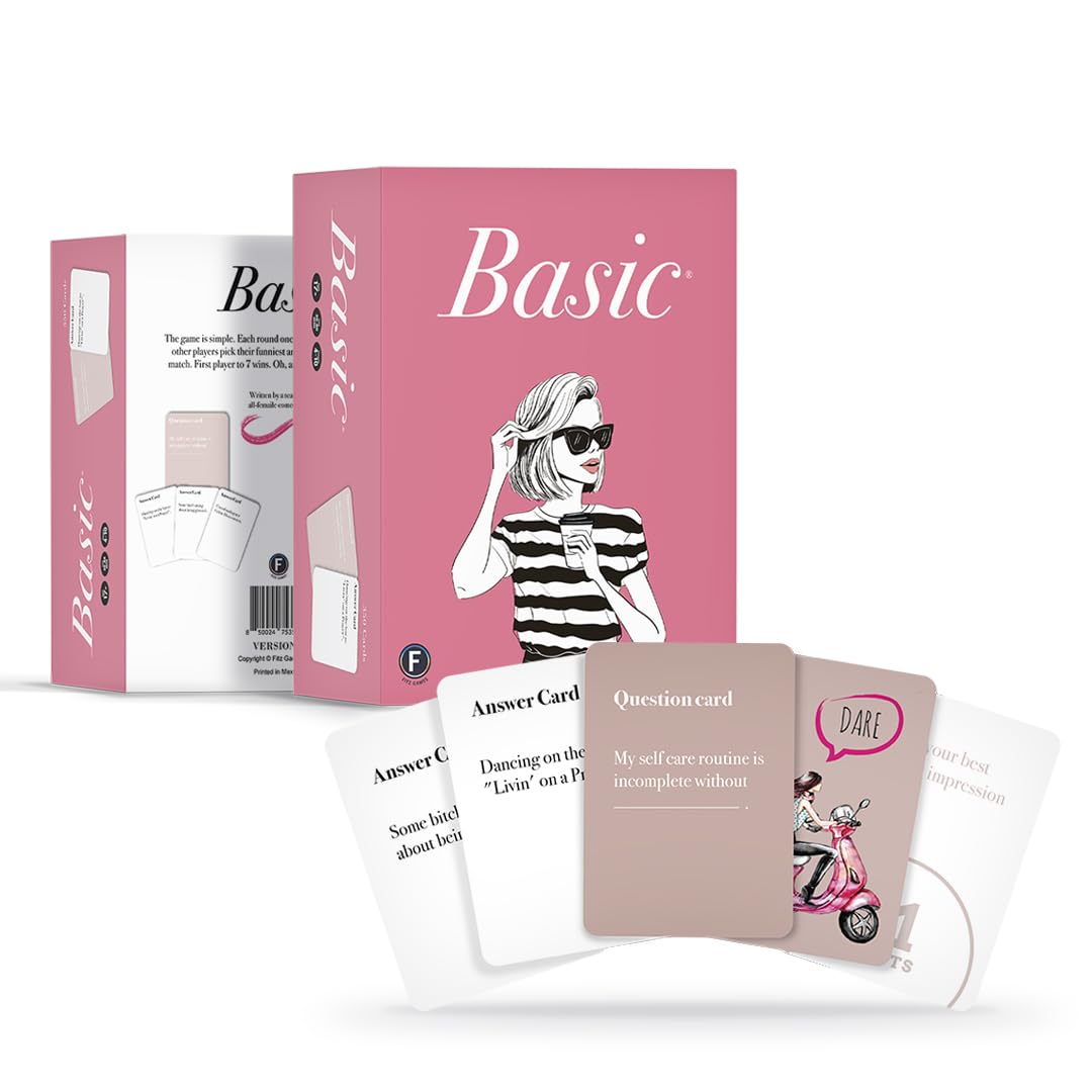 Basic Party Game - Hilarious Girls Night Card Game for Bachelorette Parties - 350 Questions, Answers and Dares, Ages 17+, 4-10 Players, 30-60 Minute