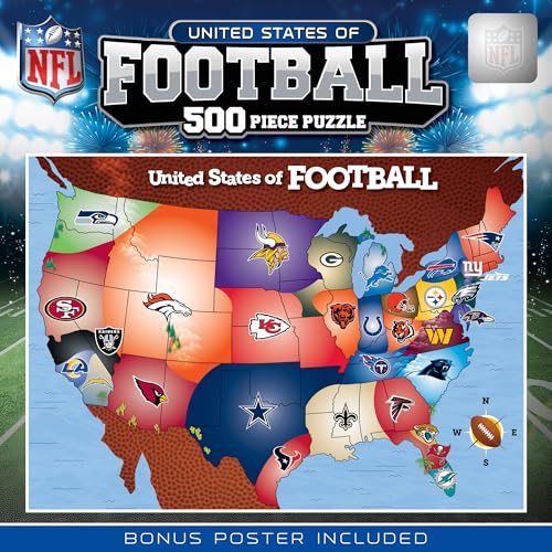 MasterPieces Sports Puzzle - All Teams 500 Piece Jigsaw Puzzle for Adults - NFL League Map Puzzle - 24"x18"