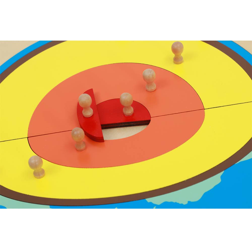 Montessori Earth Interior Panel Puzzle Early Childhood Education Geographical Aids Montessori Materials Earth Core Puzzle