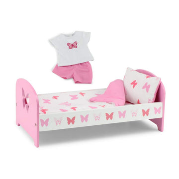 Emily Rose 18 Inch Doll Bed w/Reversible Bedding & Matching 2PC Pajamas