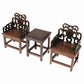 EatingBiting 1:6 Dollhouse Miniature Handcraft Furniture Retro Wood Square Table Armchairs 3 Pieces Dollhouse Furniture Miniatures - 1:6 Scale 3pcs