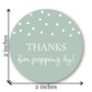 40 Thanks for Popping By! Popcorn Favor Stickers (White on Mint)