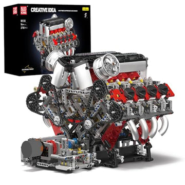 Mould King V8 Engine Building Blocks Sets, V8 Engine Model Kit That Runs, MOC Engineering Model Building Kit with Battery and Motor, 2718 PCS Building