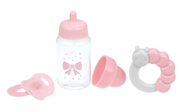 Pink Baby Doll Bottle, Rattle & Pacifier Set | JC Toys - for Keeps Playtime! | Fits Many Dolls up to 15" | Play Accessories | Ages 2+