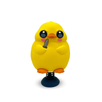 Duck with Knife Dashboard Dancer - Hilarious Bobblehead Angry Duck Holding a Knife - Funny Car Dashboard Toy - Soft Plastic w/ Adhesive Pad - Cute