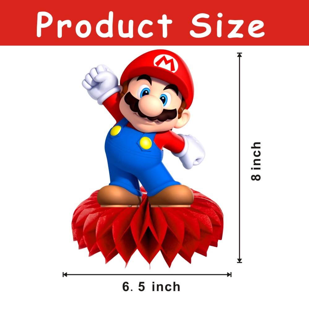 8Pcs Mario Table Centerpiece Birthday Party Supplies Double Side Table Decorations for Mario Themed Party Decorations
