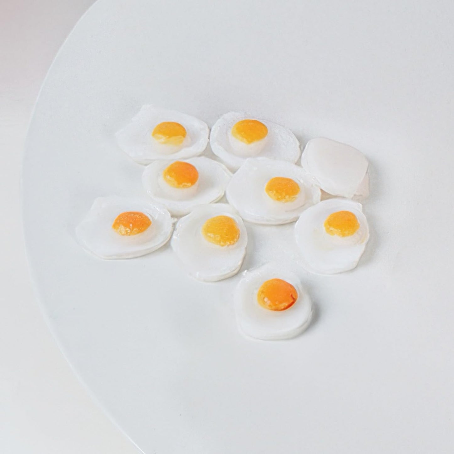 Miniature Fried Eggs Set (10 Pack) | 1:12 Scale Dollhouse Kitchen Food Accessories | Realistic Dollhouse Miniatures, Non-Edible