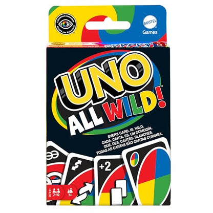 Mattel Games UNO All Wild Card Game with 112 Cards, Gift for Kid, Family & Adult Game Night for Players 7 Years & Older