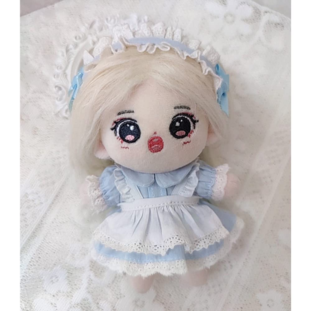 niannyyhouse 10cm Plush Doll Clothes Maid Outfit Headdress Apron Dress Doll Dress up (Pink)