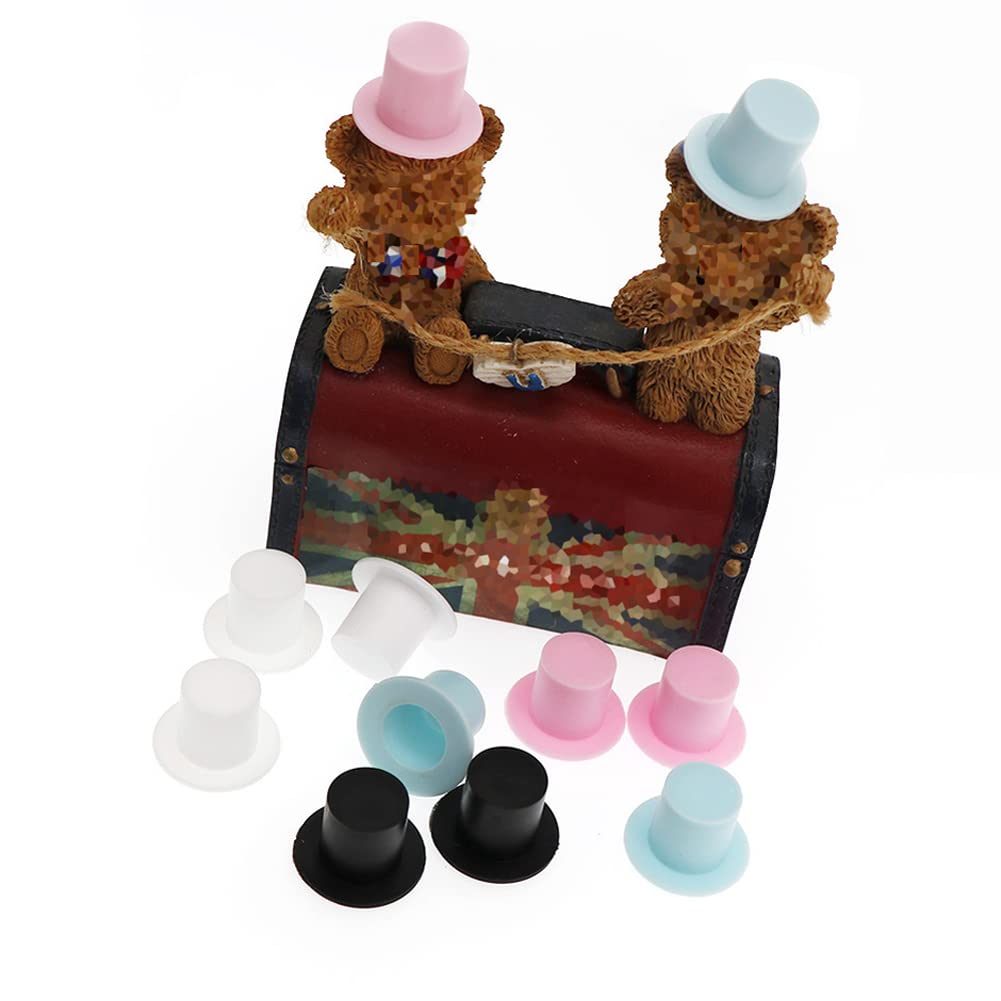 luzen 60Pcs Plastic Mini Top Hats Clown Magician Hats Miniature Top Hats DIY Christmas Decorative Hats Craft Accessories for Crafts DIY Christmas