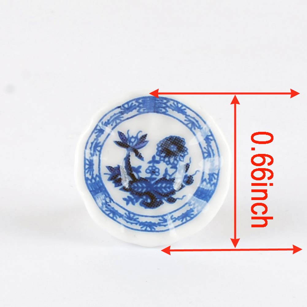 BAENRCY 1 Set 15 Pieces 1:12 Ceramics Tea Cup Set Lovely Dollhouse Decoration Set Dollhouse Kitchen Accessories(#4)