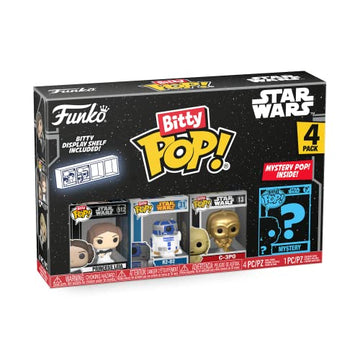 Funko Bitty POP! Star Wars - Leia, 4-Pack - Princess Leia, R2-D2, C-3PO and A Surprise Mystery Mini Figure - 0.9 Inch (2.2 Cm) Collectable - Stackable