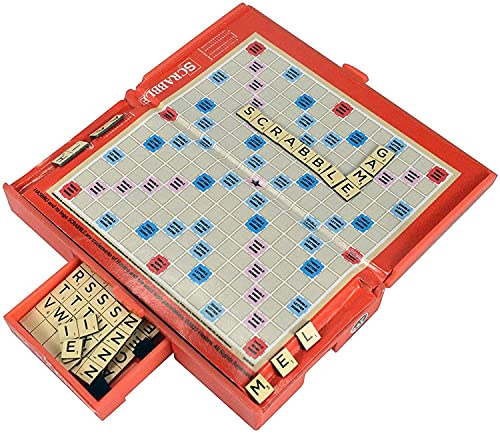 World's Smallest Scrabble, Miniature Magnetic Board, 98 Letters, 5 Blank Tiles & Portable Case, Family Game, Classic Scrabble Game, Perfect