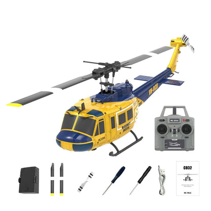 XMBRICDIYY UH-1 Huey RC Helicopter, 1/48 2.4G 6CH Flybarless RC Helicopter Model with Optical Flow Positioning, Outdoor Airplane for Beginner (RTF