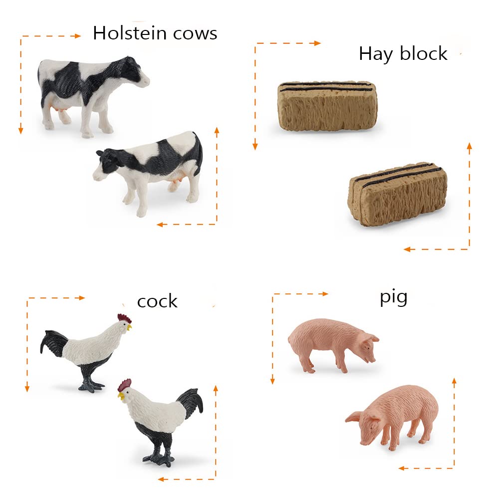 OUKEYI Animal Figurines, 10Pcs Farm Animals Figurines Toys,Big Animal Toys, Realistic Plastic Animals Playset, Educational Learning Toy Set for Kids
