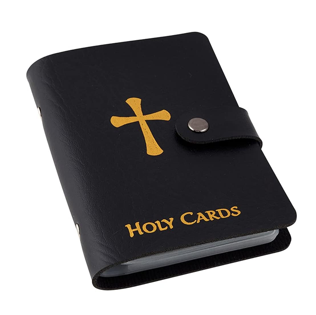 PFKink Holy Card Holder Carrying Case for Adults, Unisex, Faux Leather, Up to 40 Cards, Black, Snap Closure