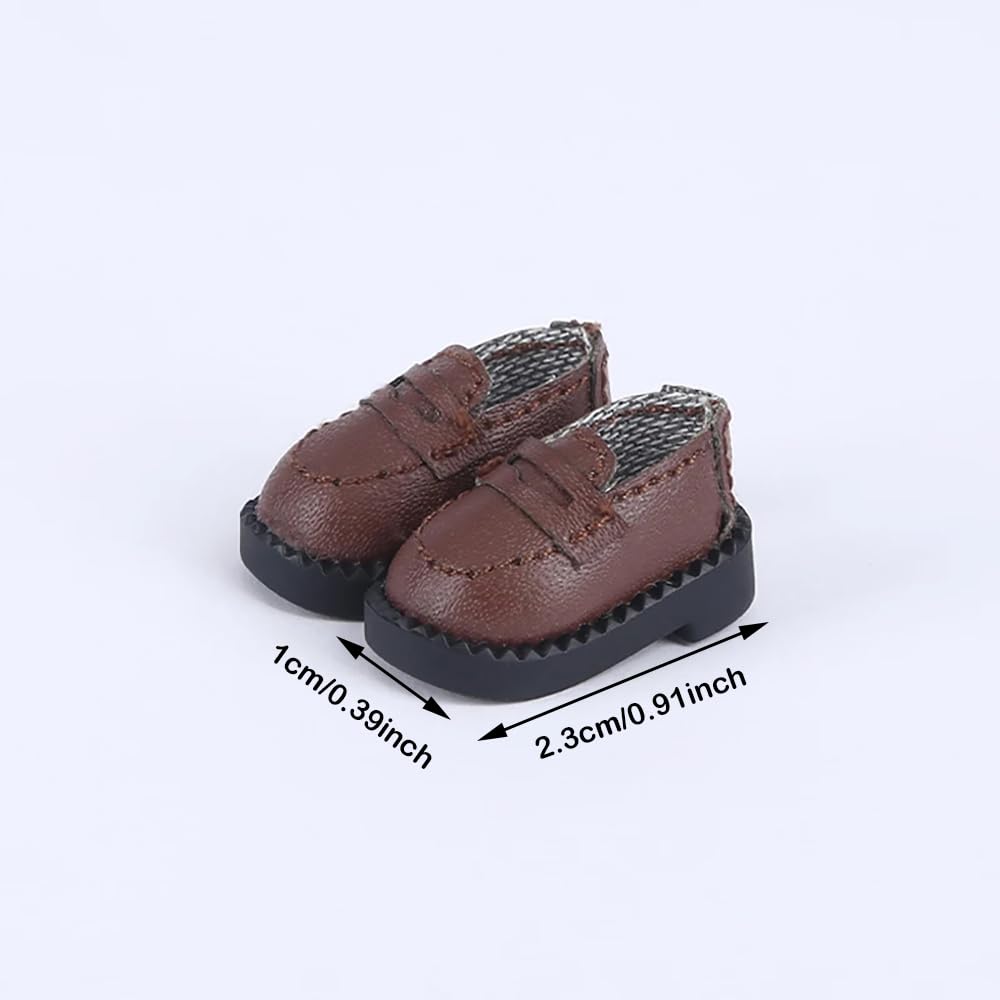 XiDonDon Doll Shoes Leather Shoes for Ob11, body9,GSC,1/12 BJD Doll Accessories Toy Shoes (Black)