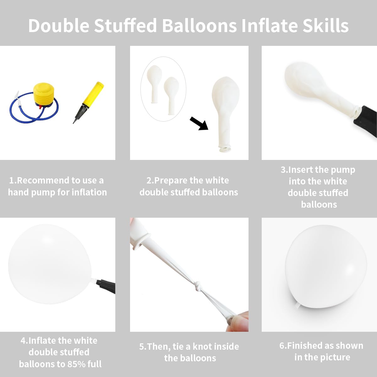 JZCZOEB White Double Stuffed Balloons Different Size 115Pcs 5/10/12/18" White Balloon Arch Garland kit for Birthday Baby Shower Bridal Shower Gender