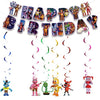 13Packs Five Nights party supplies Include 12 pcs Hanging Swirls and 1 Happy Birthday Banner for Five Nights party Decoration