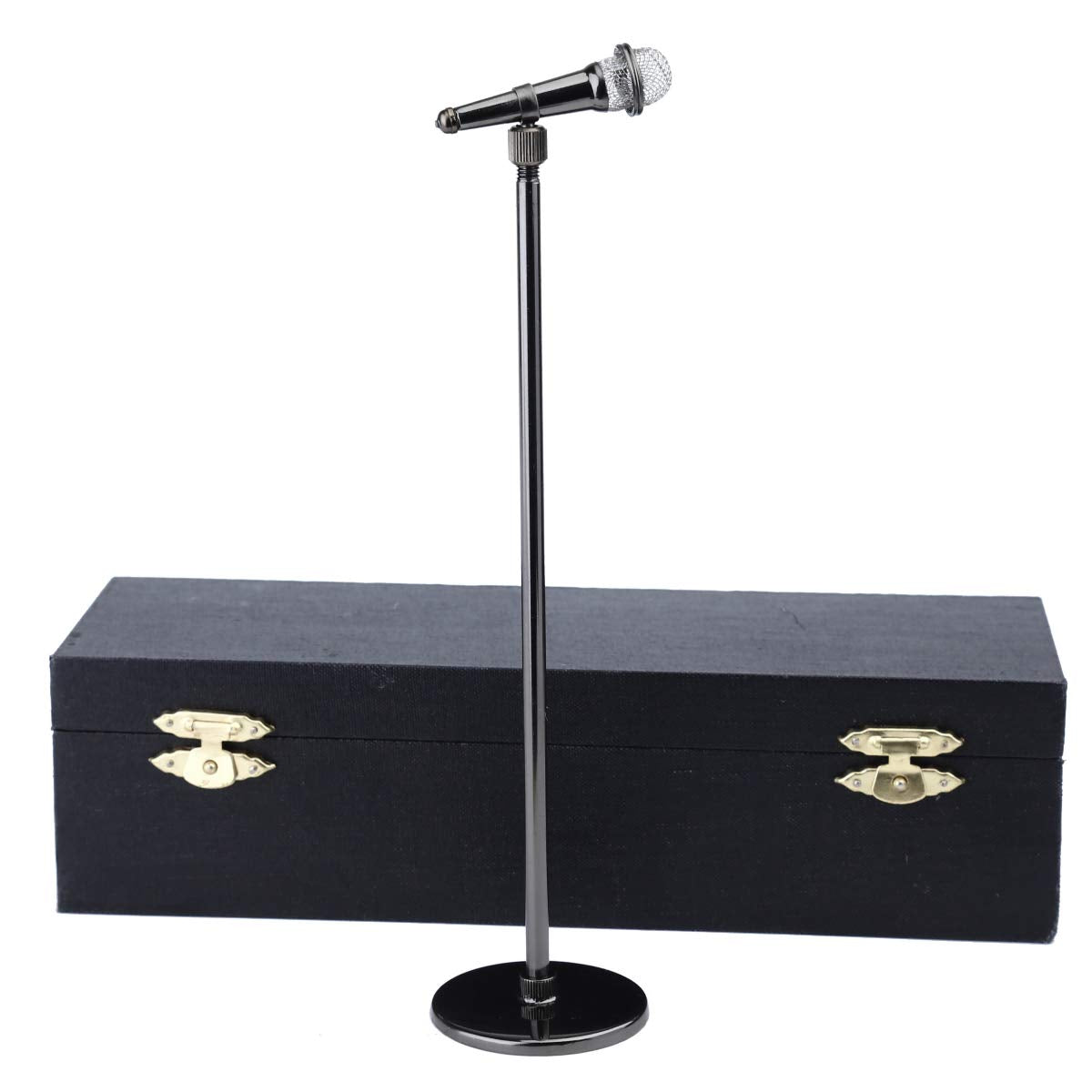 Dselvgvu Miniature Microphone with Case Mini Musical Instrument Microphone Replica Model Fit for 1:6 Action Figures Dollhouse Accessories Home