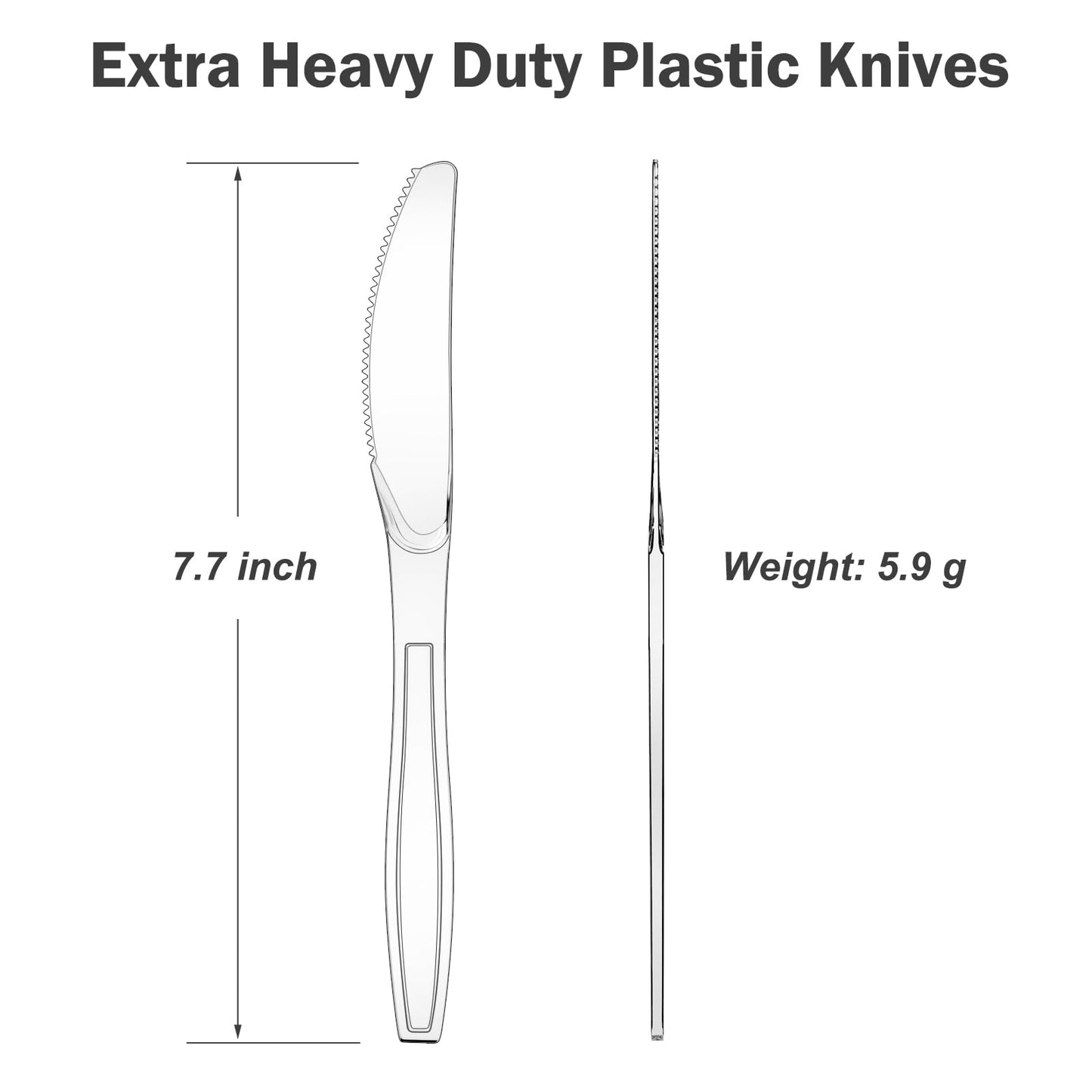 Dealusy 360 Count Extra Heavy Duty Clear Plastic Knives Disposable, BPA-Free, Heat Resistant, Solid and Durable Disposable Knives Bulk, Premium