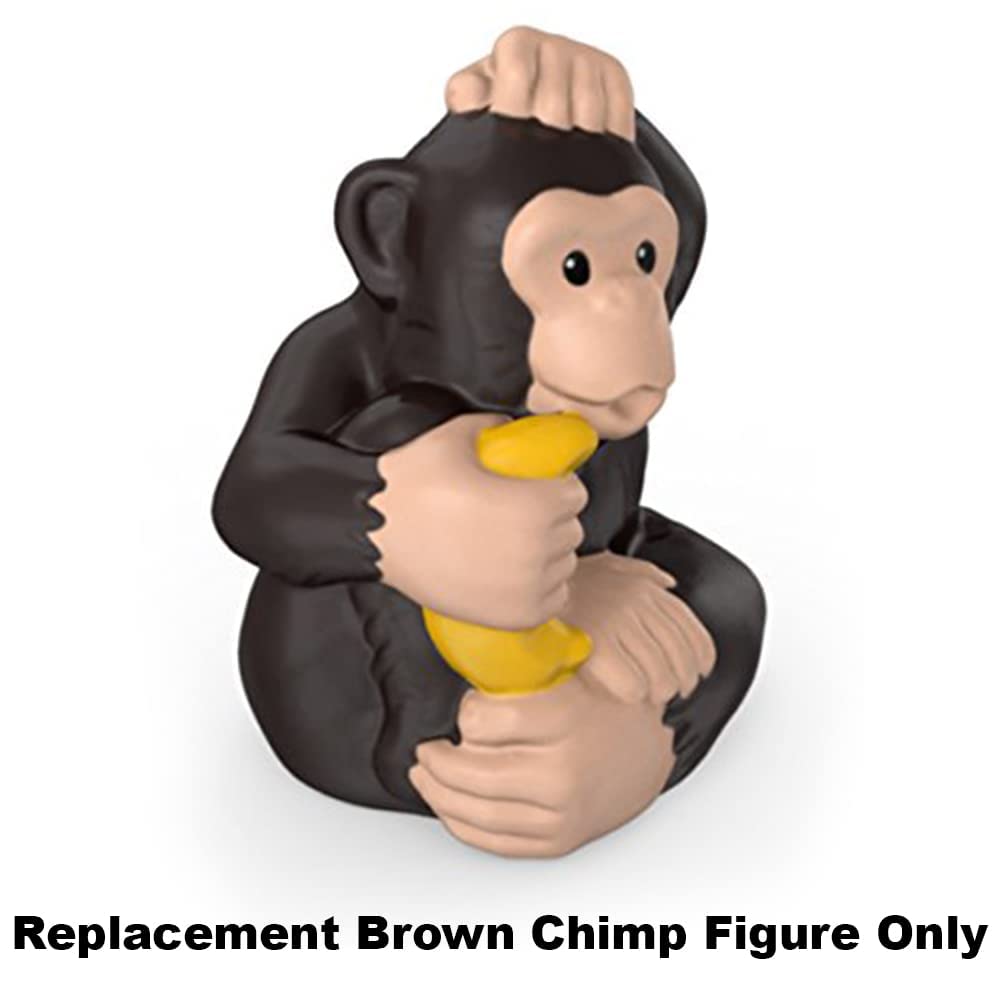 Replacement Part for Fisher-Price Little People Zoo Safari Playset BDY75 - Replacement Brown Chimpanzee Figure Holding a Banana and Scratching His