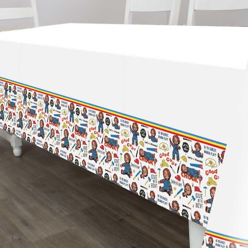 Chucky Table Cover for Birthday Party - All-Inclusive Tableware for Party - Officially Licensed “Good Guys” Decorations - Fits Most Tables