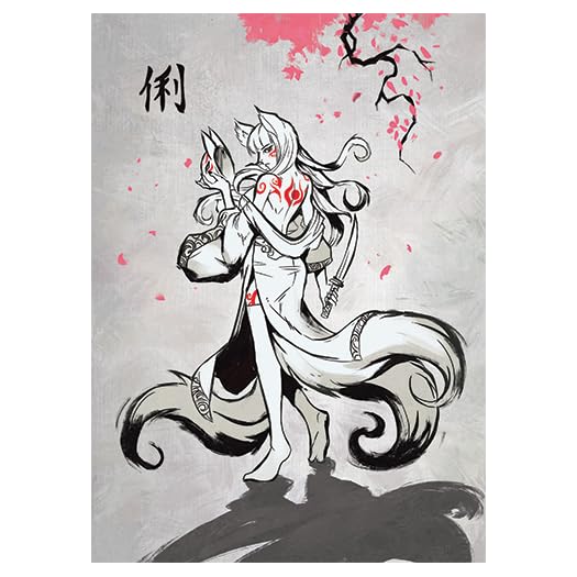 Fantasy North - Kiyomi - The Clever Fox - 100 Textured Matte TCG Card Sleeves - Fits Magic MTG Commander Pokemon and Other Card Games - Playing Card