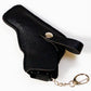 Mini Rubber Band Gun Metal Folding Gun Keychain with 100 Rubber Bands Made Entirely of zinc-Iron Alloy Material Sturdy and Durable (Black Leather
