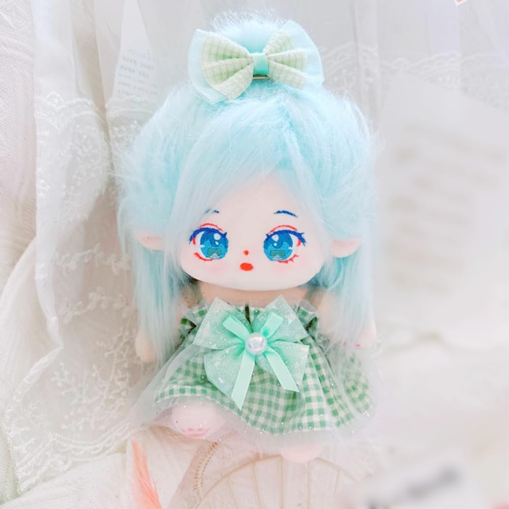 niannyyhouse 10cm-15cm 20cm Plush Doll Clothes Headdress Dress Stuffed Toy Dressup Compatible with 17cm Labubu Doll (Yellow, 20cm)