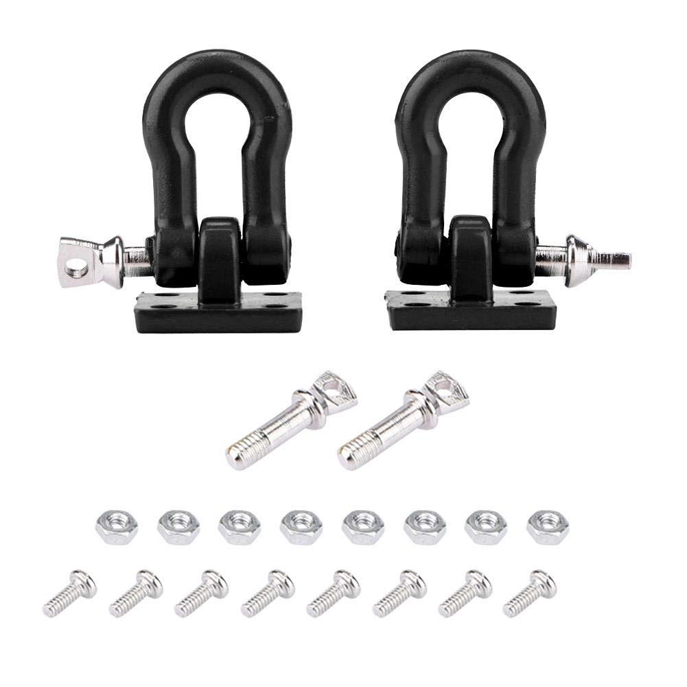 2Pcs RC Trailer Hooks,1/10 Tow Hook Trailer Heavy Duty Shackle Set for D90 Axial SCX10 RC Crawler Car(Black)