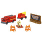 Matchbox Collectors Die-Cast Hitch and Haul 70 Years Anniversary Playset - MBX Fire Rescue Fire ~ Hazard Squad Engine and Mobile Light Truck