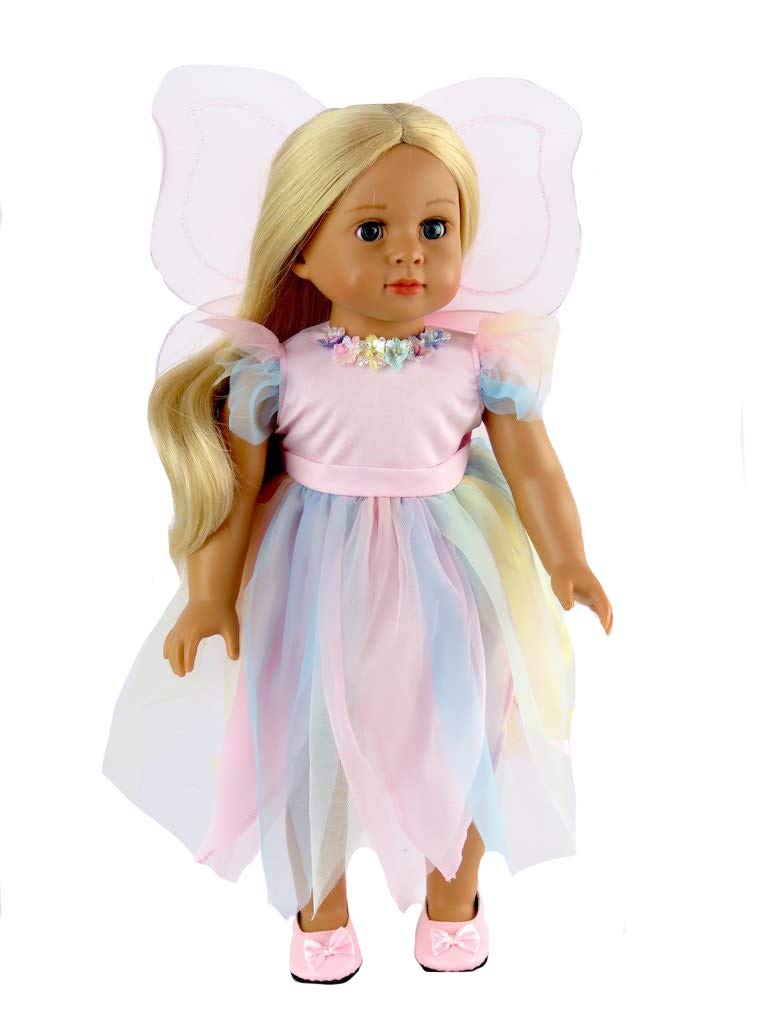 American Fashion World Tinker Bell's Garden Party Fairy Dress fits 18 Inch Doll