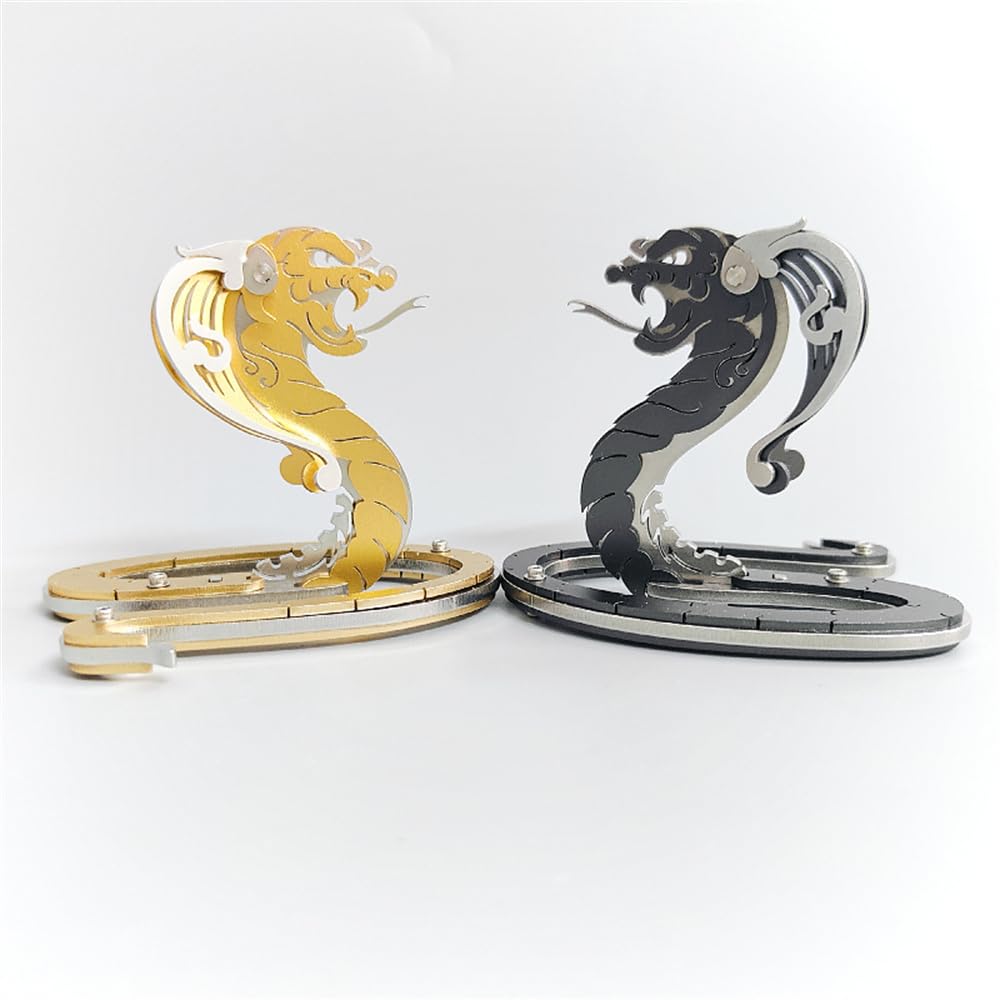 Mokrdomain Snake 3D Metal Puzzle, Golden, 27 Pieces