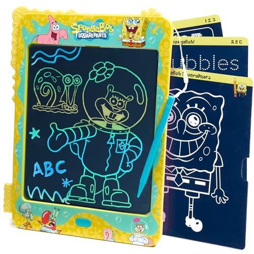 Spongebob Squarepants LCD Doodle Writing Tablet Toy - Travel Essential for Kids - Birthday Gift for Boys & Girls - STEM Drawing & Educational Learning