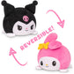 TeeTurtle Reversible Sanrio My Melody & Kuromi Plushie 4-Inch Two-Sided Flip Plush Toy with Embroidered Details Cute Mini Collectible Plush for Kids