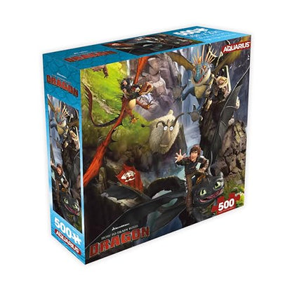 How to Train Your Dragon 500 Piece Jigsaw Puzzle - 8x8 Box, 16x20 Inch Puzzle with Movie Artwork, Glare-Free Finish, Precision Cut, Officially