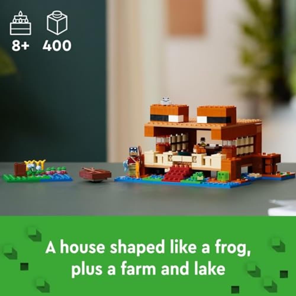 LEGO Minecraft The Frog House Building Toy for Kids, Minecraft Toy Featuring Animals, a Toy Boat and Mob Figures, Gaming Gift for Girls and Boys Ages