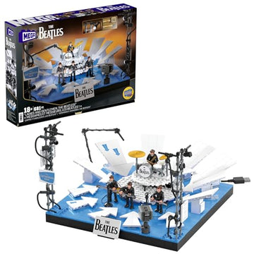 MEGA The Beatles Building Set with 681 Pieces, 4 Poseable Action Figures and Ed Sullivan Stage, with LED Lights, for Adult Collectors
