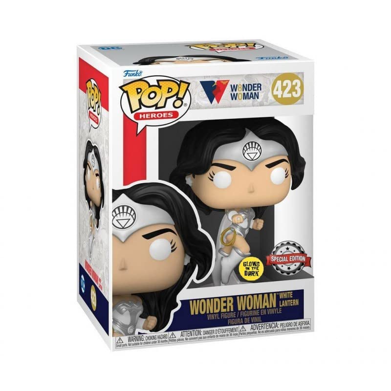 Funko Pop! Wonder Woman 80th Anniversary White Lantern Glow-in-The-Dark Pop! Vinyl Figure - Entertainment Earth Exclusive