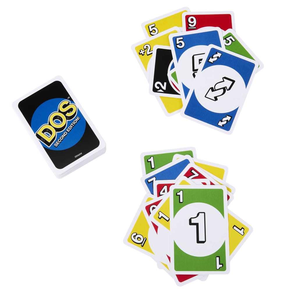 Mattel Games DOS Second Edition Family Card Game in Storage Tin with Updated Rules for Kids and Adults, Game Night, Travel, Camping and Party, UNO