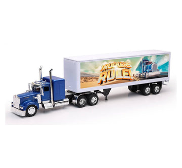 NewRay Toys Kenworth Custom W900 with Dry Van Trailer Die Cast with Openable Door, 1:32 Scale, Kids, Gifts, Birthdays