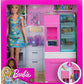 Barbie Doll, 11.5-in Blonde, and Furniture Set, Refrigerator with Working Water Dispenser and Three Kitchen Accessories, Gift for 3 to 7 Year Olds