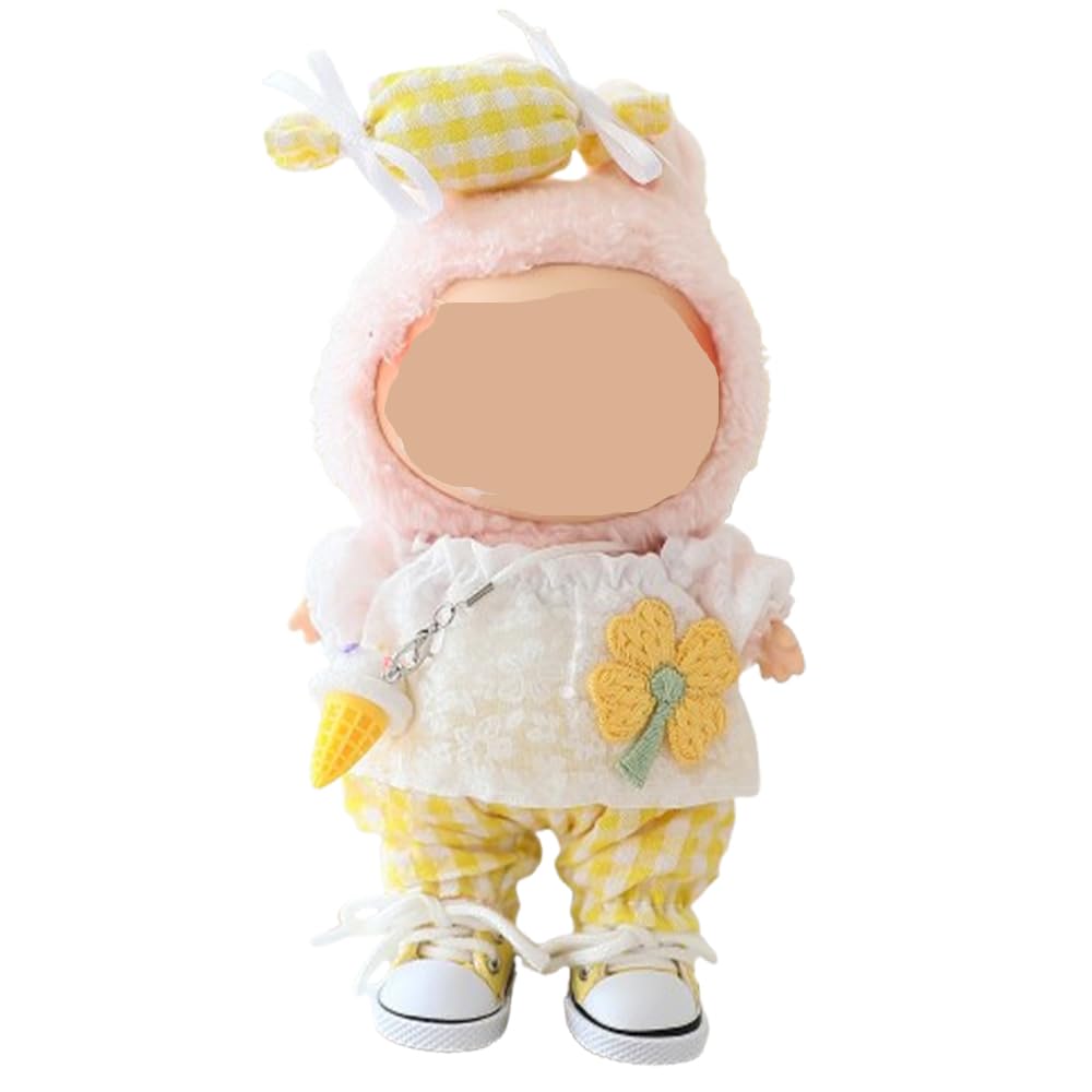Clothes for Labubu Doll,Clothes for Dolls Accessories,Four-Leaf Clover Candy Summer Replacement Outfit Set 5 Pieces Suitable for Labubu