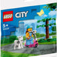 LEGO City: Girl Rider Minifigure with Pink Scooter, Dog, and Tree Scenery