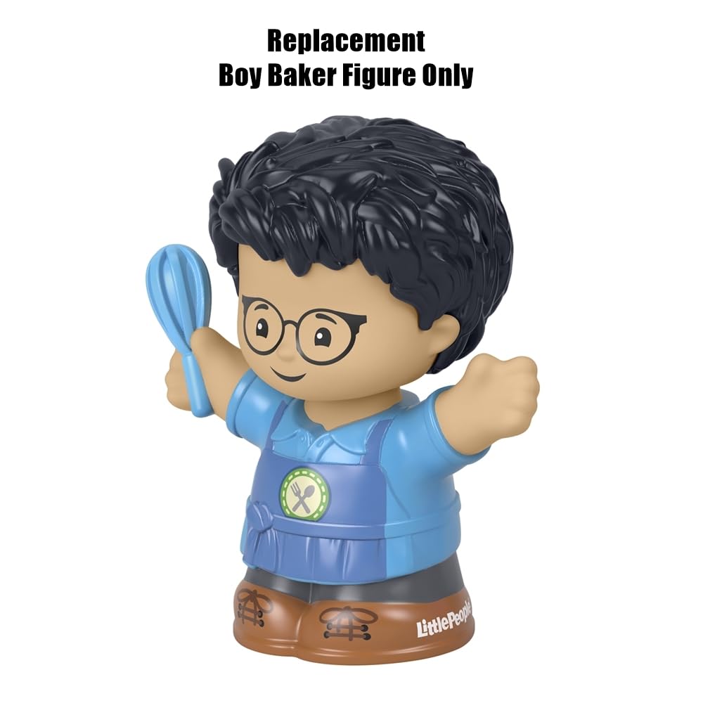 Mattel Replacement Part for Fisher-Price Little People Playset - HBW70 ~ Boy Baker Wearing Blue Apron, Glasses and Holding a Whisk Figure ~ Works