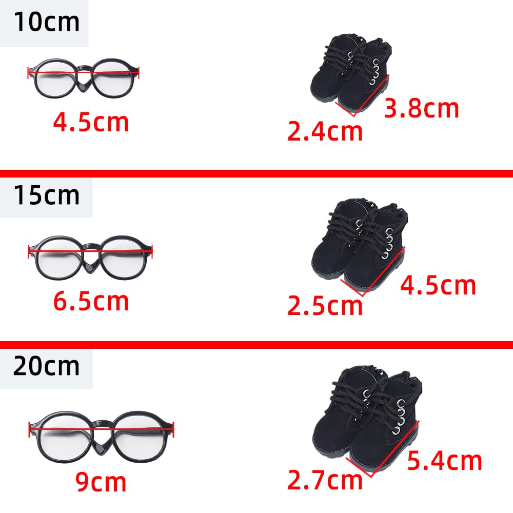 niannyyhouse Loose Solid Hoodie Jeans Glasses Tall Leather Shoes 10cm 15cm 20cm Plush Doll Clothes Soft Stuffed Plush Toy Dress Up Accessories (a9