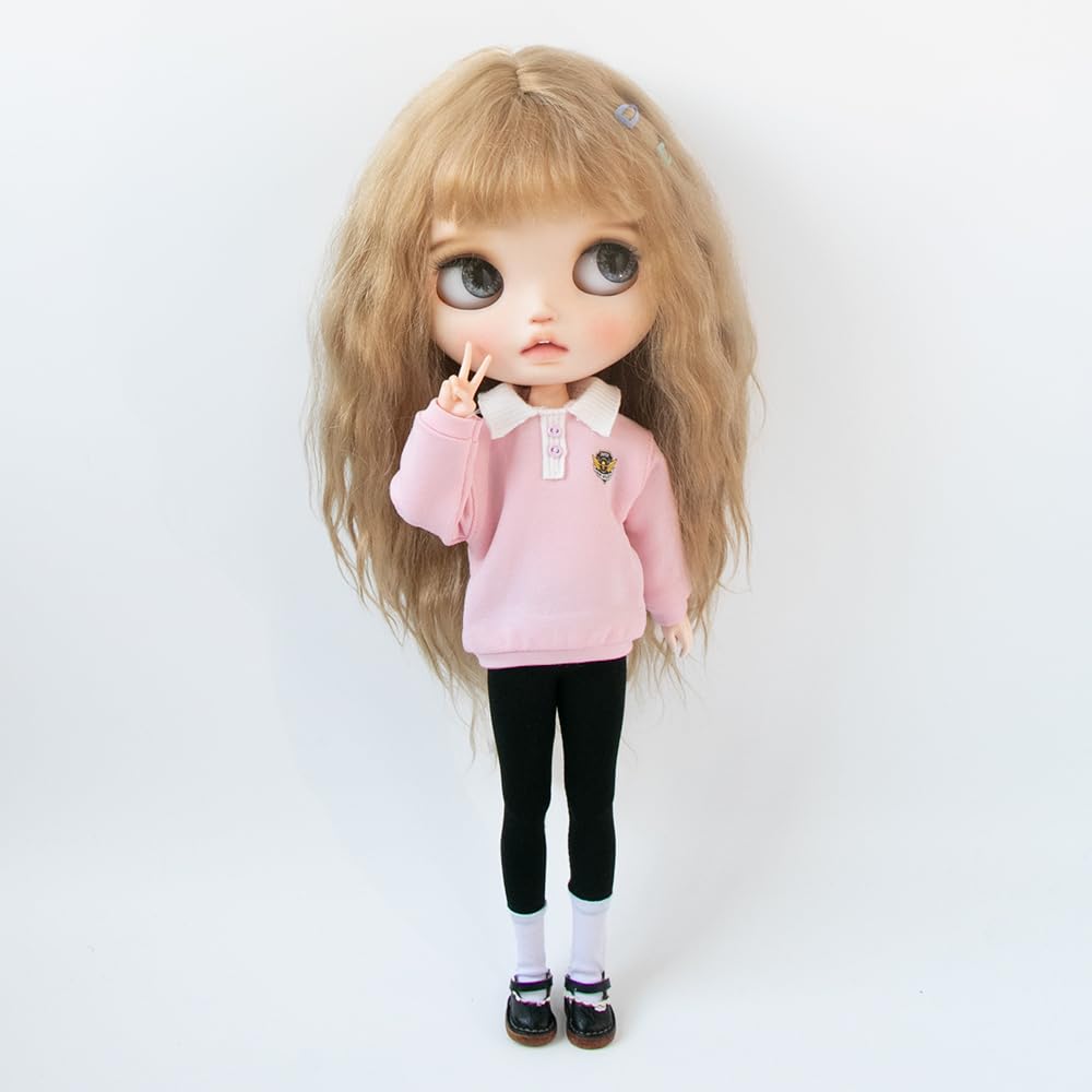 XiDonDon Doll Clothing Fashion Sweatshirt for Blyth,Ob24,Licca,Azone BJD Doll Clothes Toys Accessories Gifts (Only Clothes,Top Only) (Pink)